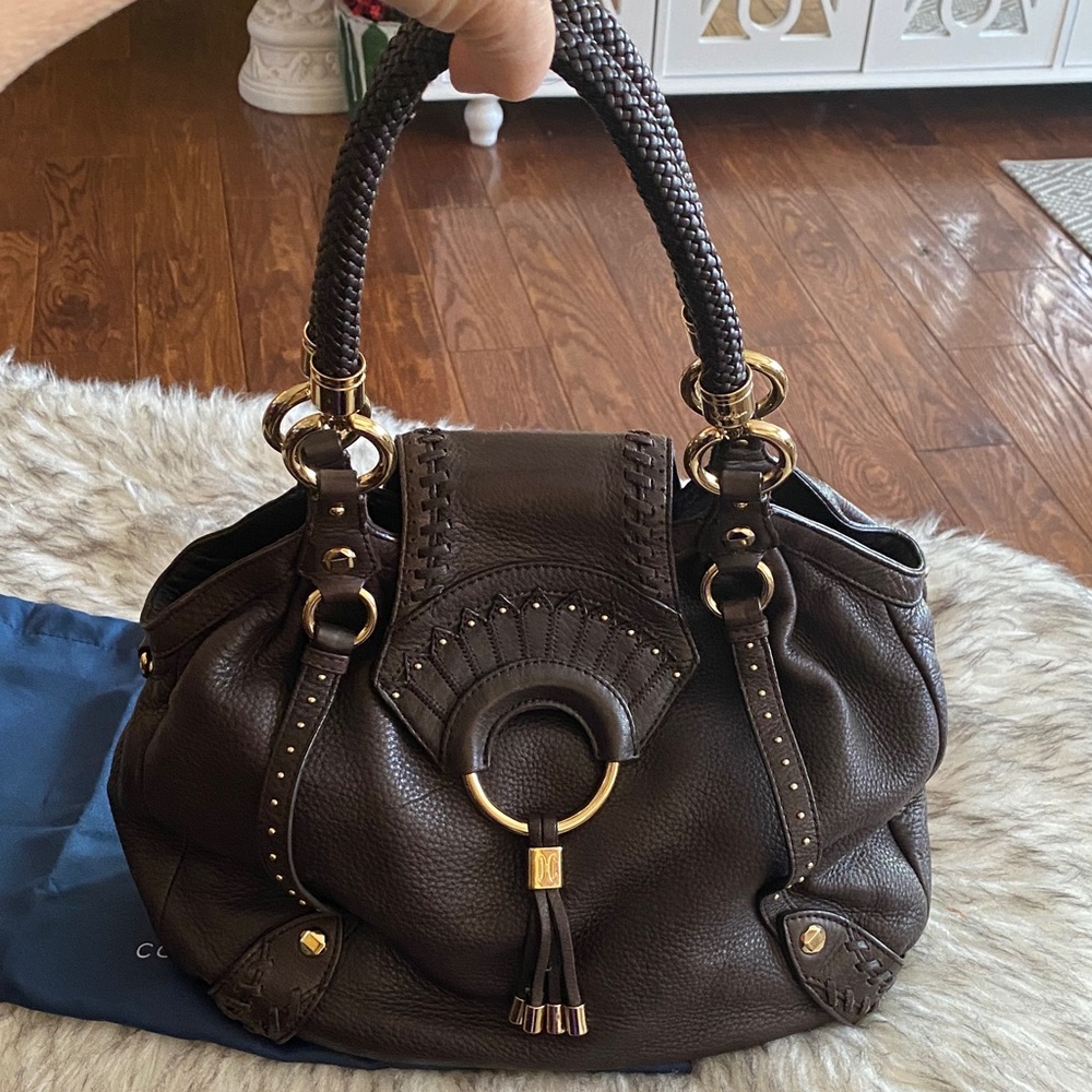COLE HAAN Collection C06 Gorgeous Brown Leather Handbag, braided strap - Picture 2 of 16